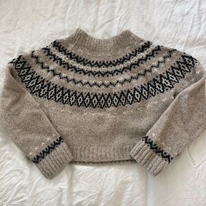 JCrew Fair Isle Tan Sweater Size M